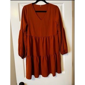 • Burnt Orange Babydoll Dress •